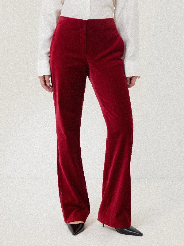 women's trendy pantsMason Velvet Trouser | Red