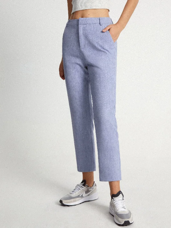 women's embroidered pantsBerryBetty - Mid Rise Heathered Pastel Cropped Pants