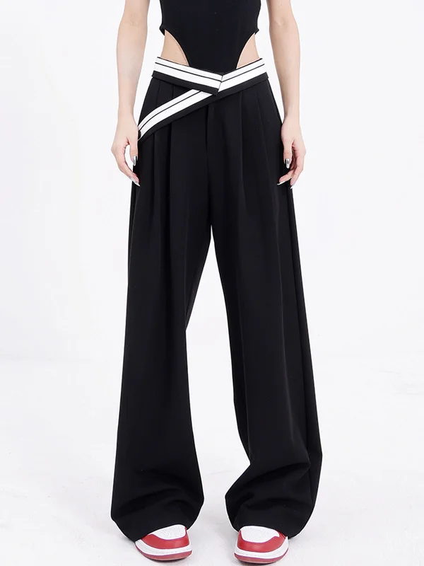 women's luxury pantsBerryBetty - Reverse Waistband Baggy Wide Leg Pants