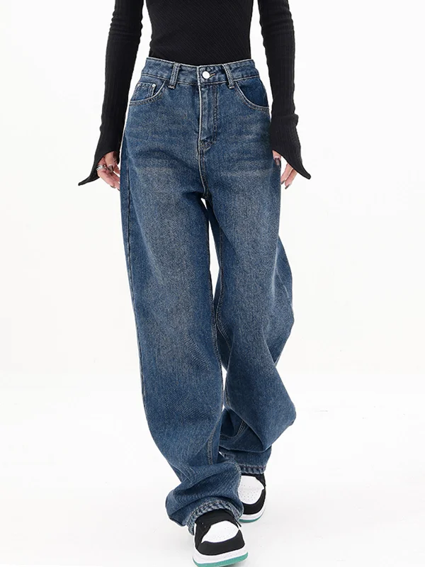 women's thermal pantsBerryBetty - Three Button Baggy Wide Leg Boyfriend Jeans