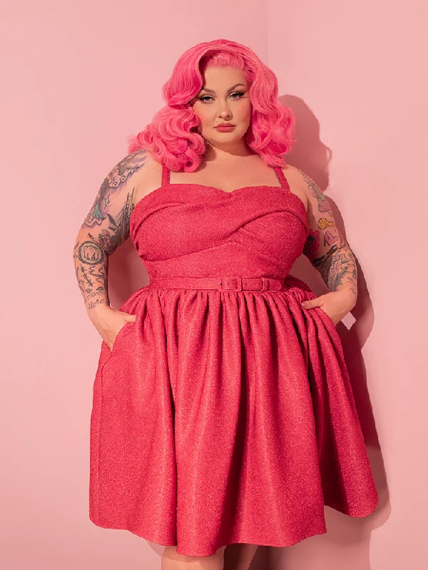 women's machine-washable dressesJawbreaker Swing Dress in Candy Pink Lurex - Vixen by Micheline Pitt