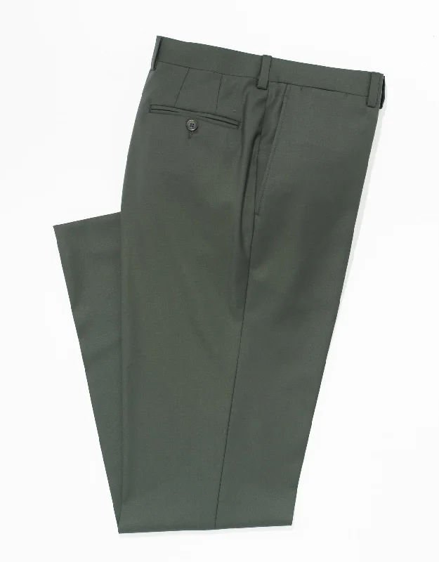 women's metallic dressesOLIVE WOOL TWILL TROUSERS - CLASSIC FIT