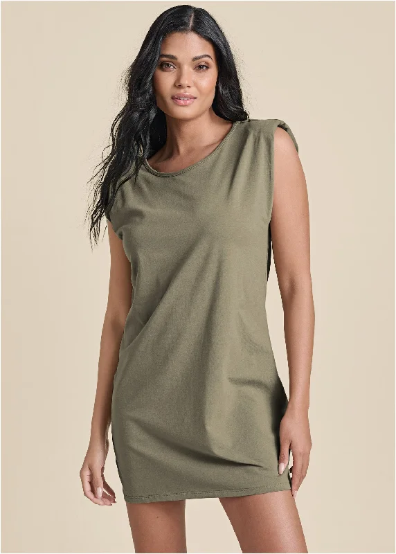 women's long-sleeved dressesEasy Shift Dress - Olive