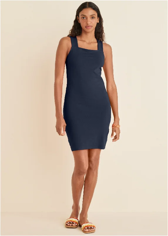 women's sheath dressesSquare Neck Tank Dress - Navy