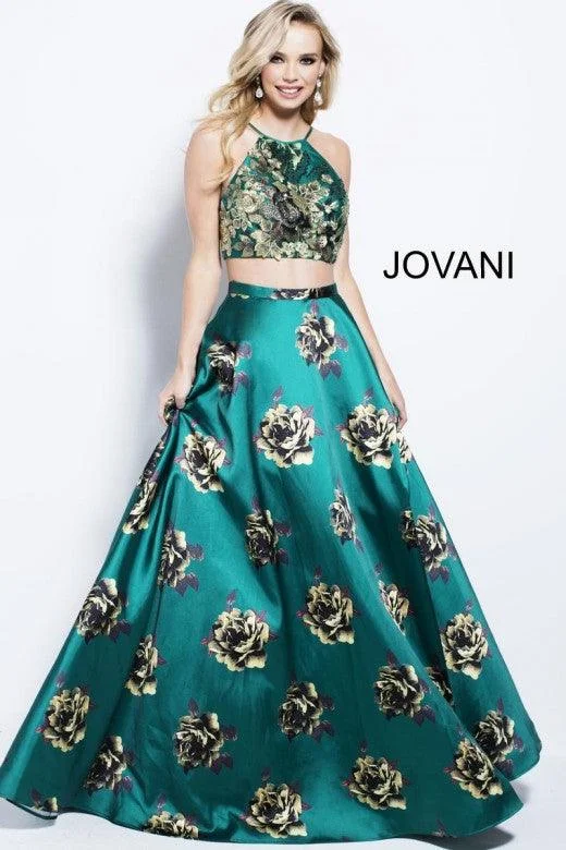 women's prom dressesJovani 41658 Long Two Piece Floral Prom Ball Gown