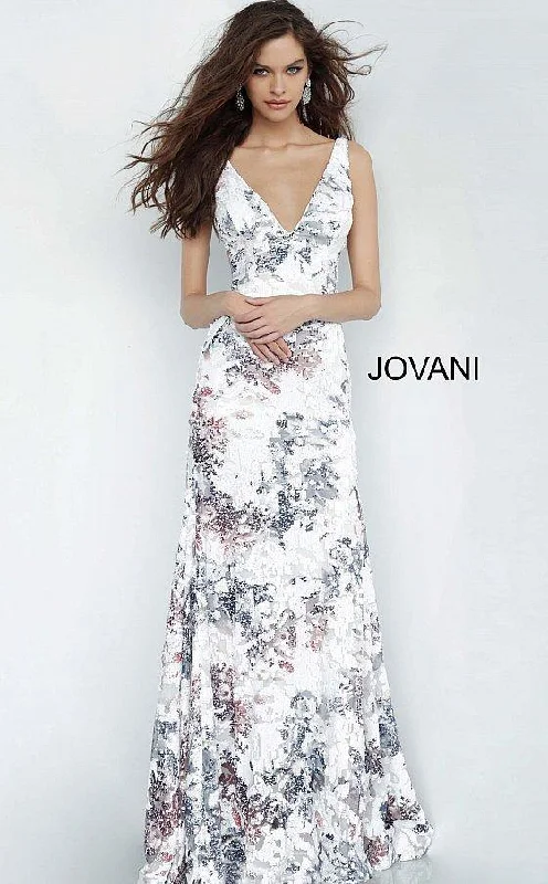 women's spaghetti strap dressesJovani 4074 Long Formal Print Prom Dress