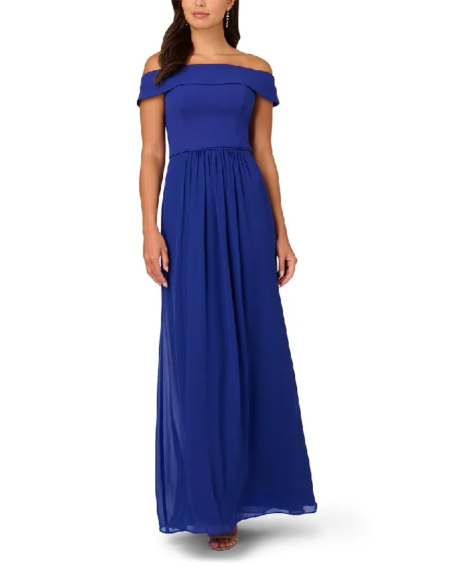 women's stretch dressesAdrianna Papell Crepe Chiffon Gown