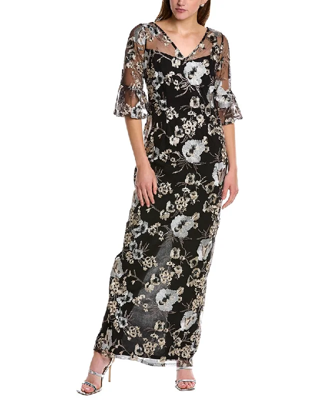 women's maximalist dressesAdrianna Papell Embroidered Column Gown