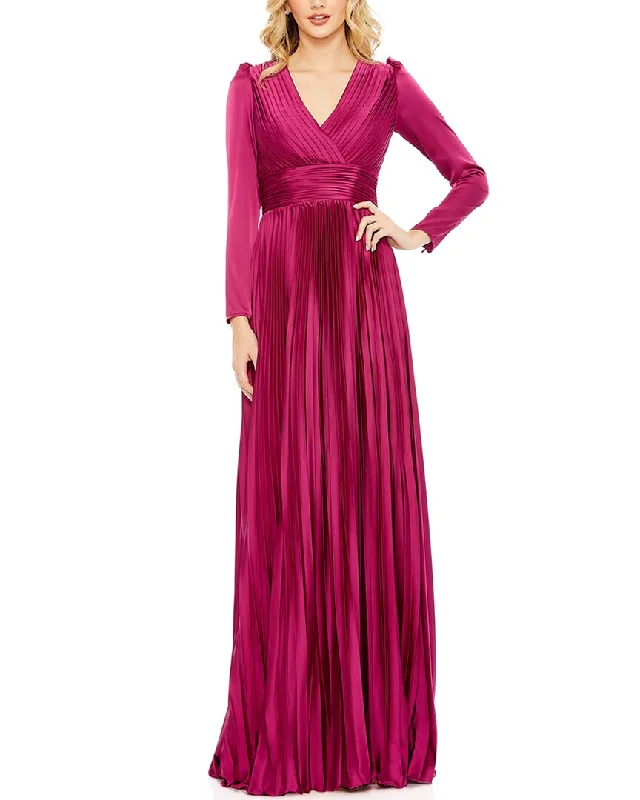 women's midi dressesMac Duggal Pleated V-Neck Gown