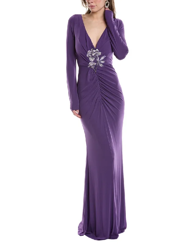 women's floral dressesMarchesa Notte Jersey Drape Gown