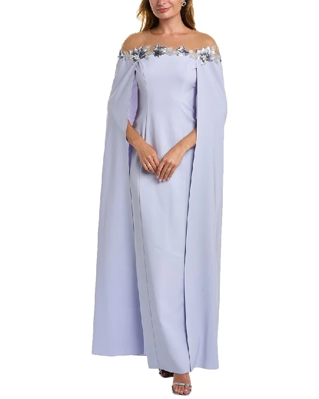 women's eco-friendly dressesMarchesa Notte Tulle Illusion Cape Gown