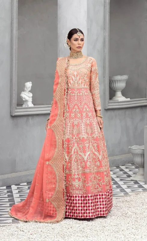 women's satin dressesPink Pakistani Bridal Dress in Embellished Gown Style