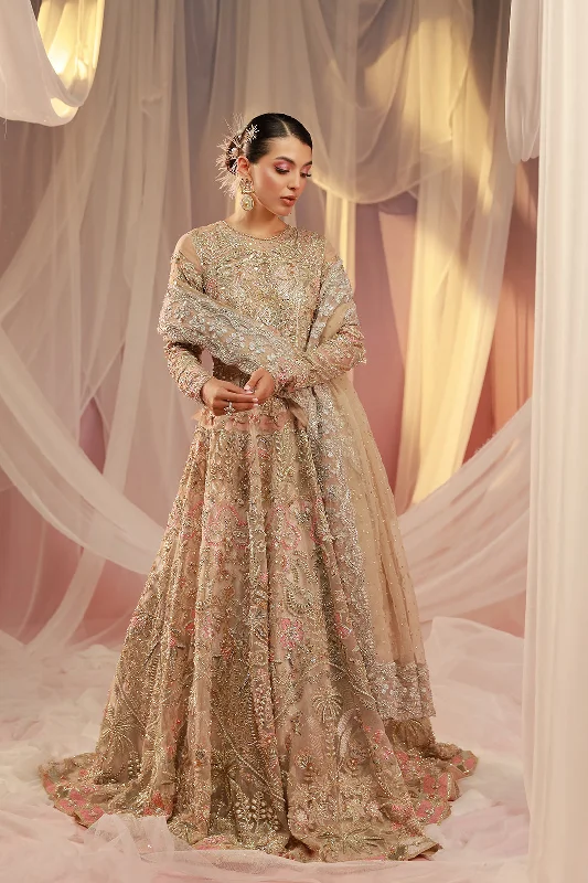 women's beach dressesPink Pakistani Bridal Outfit in Gown Lehenga Style