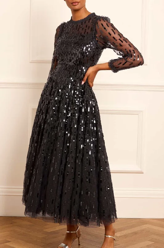 women's empire-line dressesSequin Dash Long Sleeve Gown