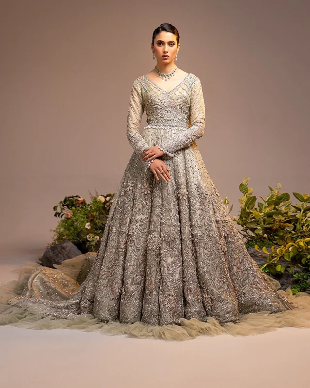 women's tall dressesRoyal Pakistani Bridal Outfit in Embellished Gown Style