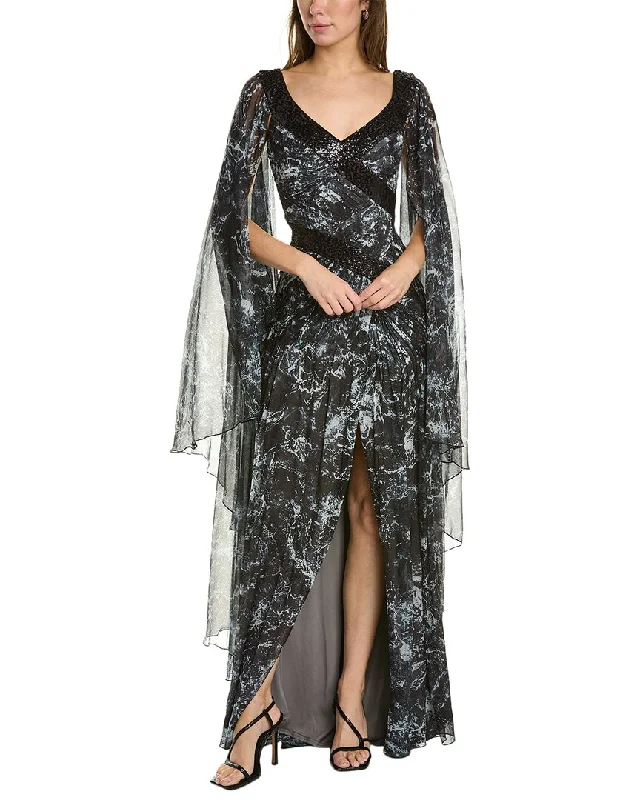 women's easy-to-wear dressesTadashi Shoji Cape Sleeve Gown