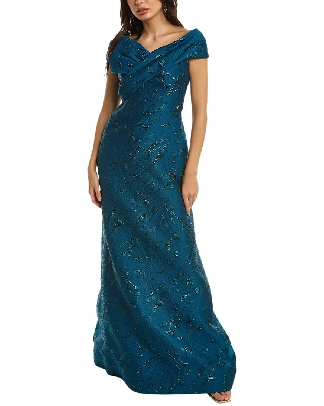 women's formal dressesTeri Jon by Rickie Freeman Off-The-Shoulder Jacquard Gown