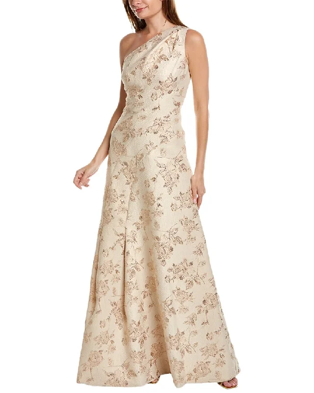 women's flutter-sleeved dressesTeri Jon by Rickie Freeman One-Shoulder Gown